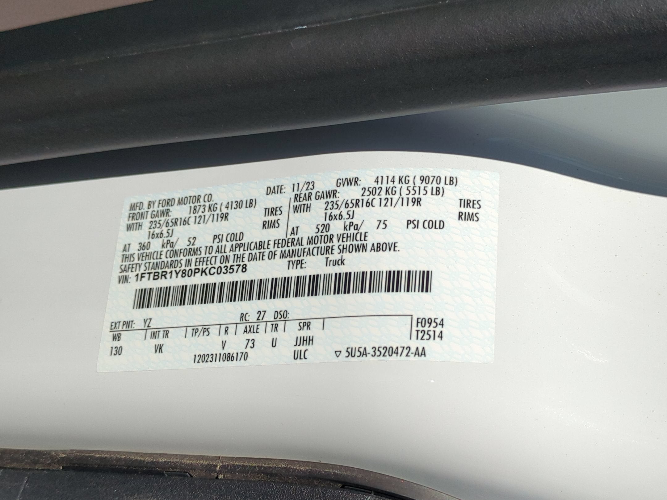 2023 Ford Transit Cargo Van Base