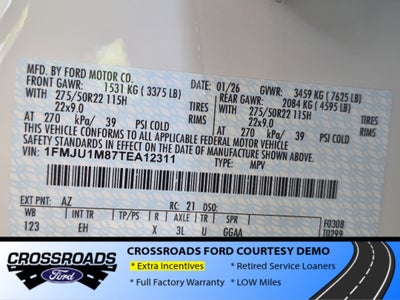 2026 Ford Expedition Platinum - Crossroads Courtesy Demo